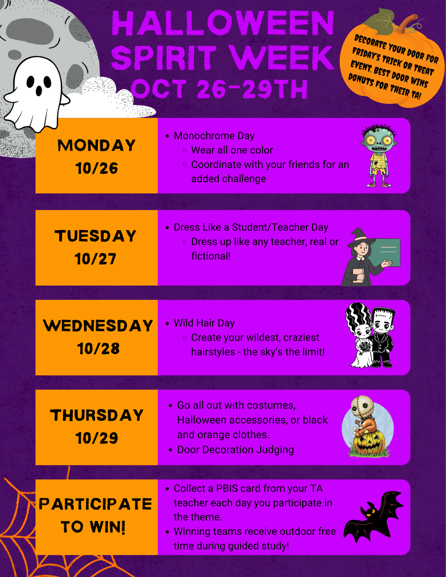 Halloween Spirit Week - October 26-29th