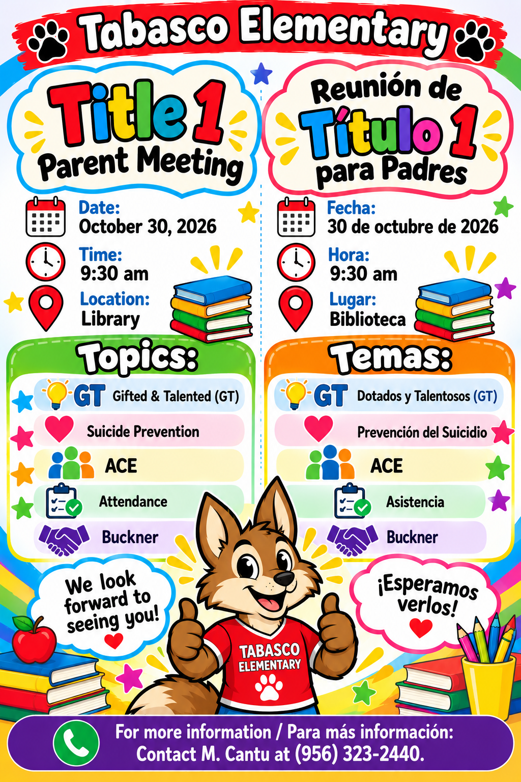Title 1 Parent Meeting: Friday, October 30, 2026