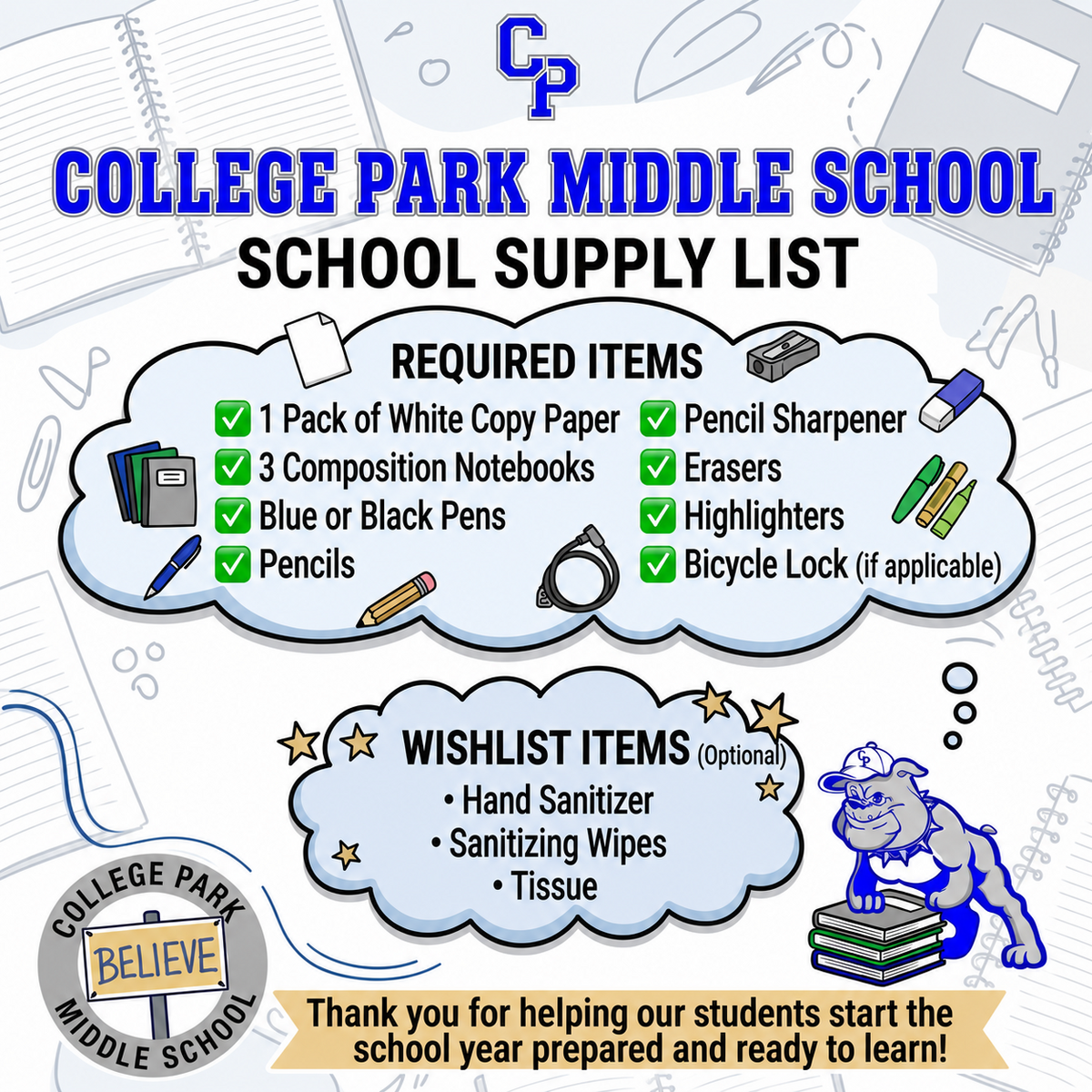CPMS School Supply List 2026