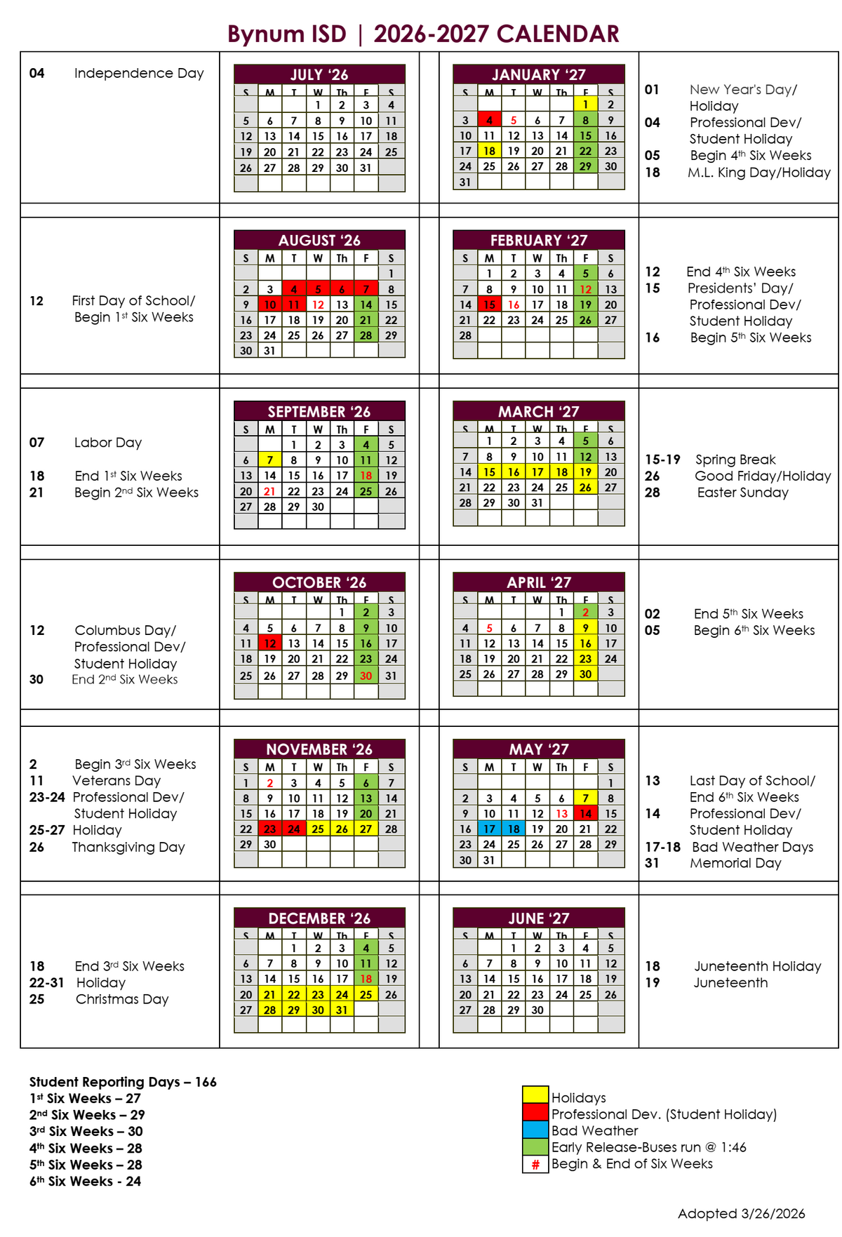Academic and Athletic Schedules