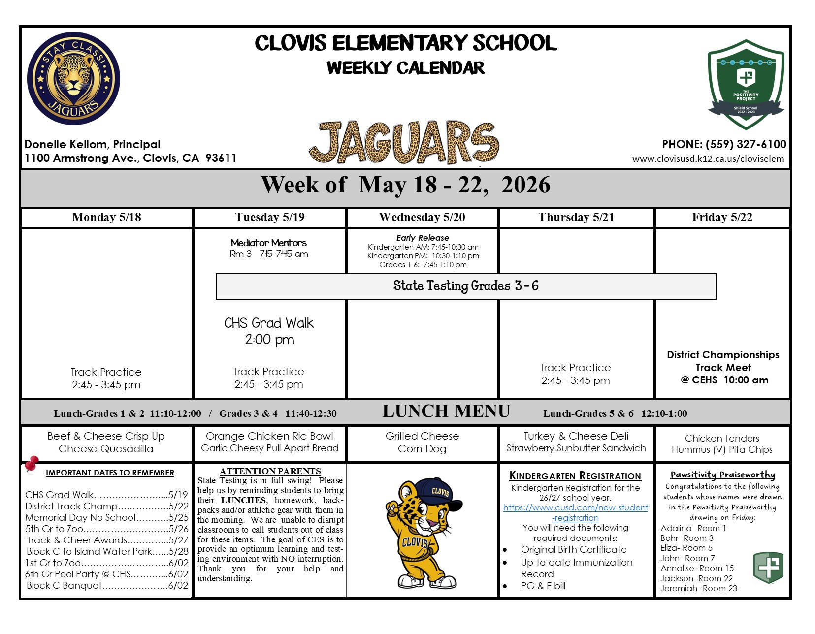 Weekly Calendar May 18-22
