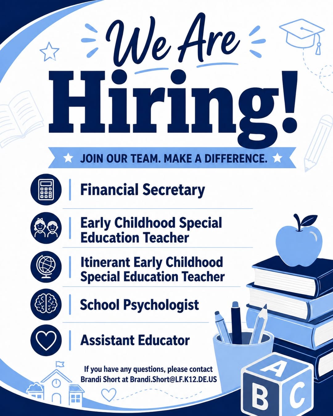 Delaware Early Childhood Center is hiring for the 2026-2027 School Year!