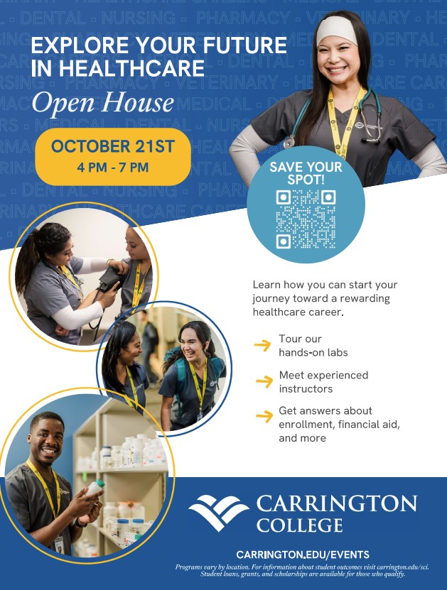 Open House at Carrington College (formerly SJVC) for students interested in healthcare careers