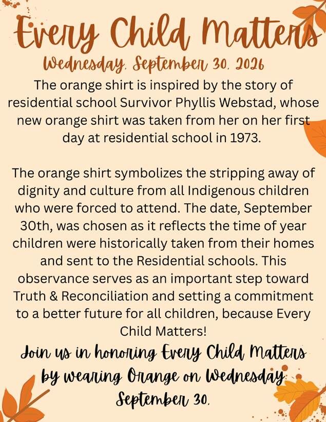 Wear Orange on Wednesday (9/30/26)