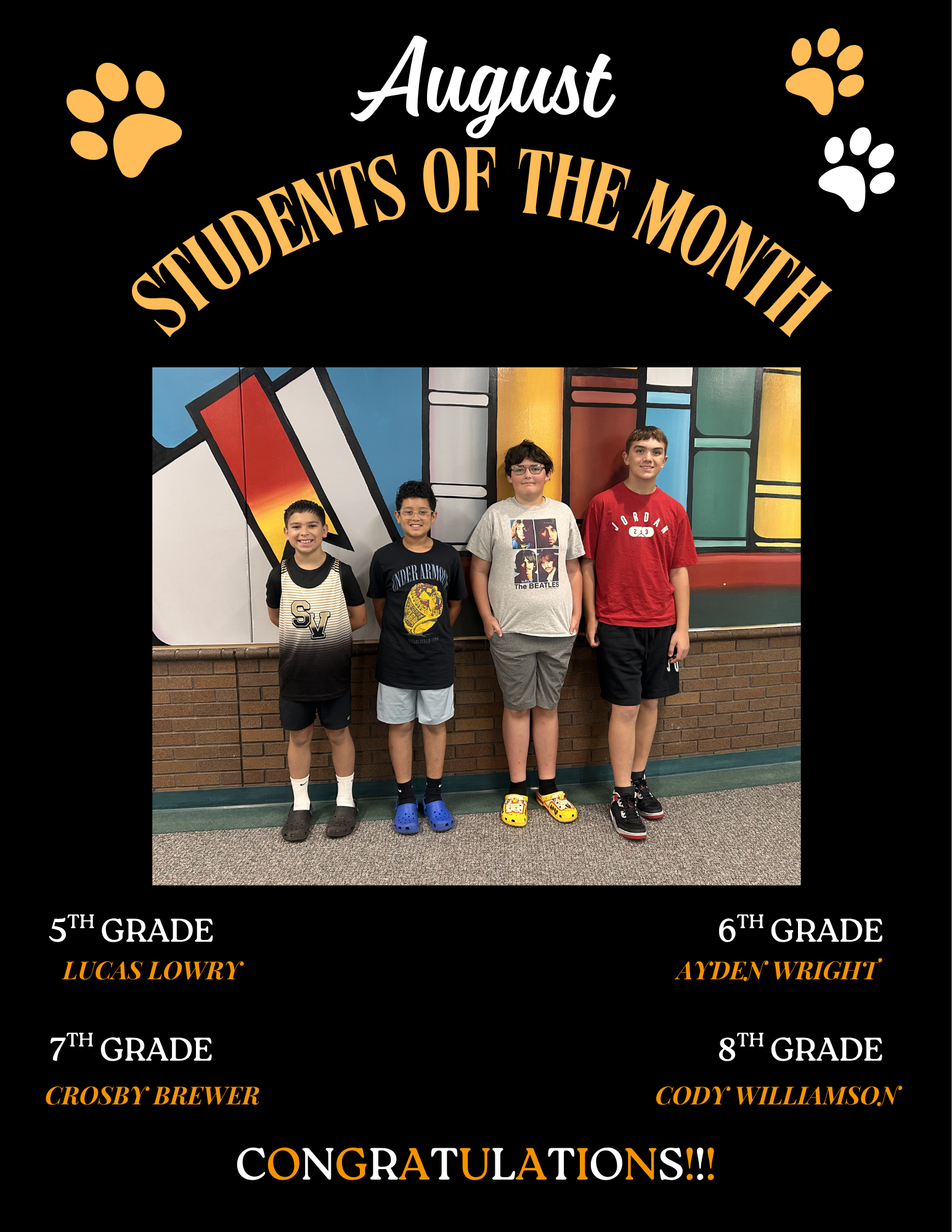 August Students of the Month