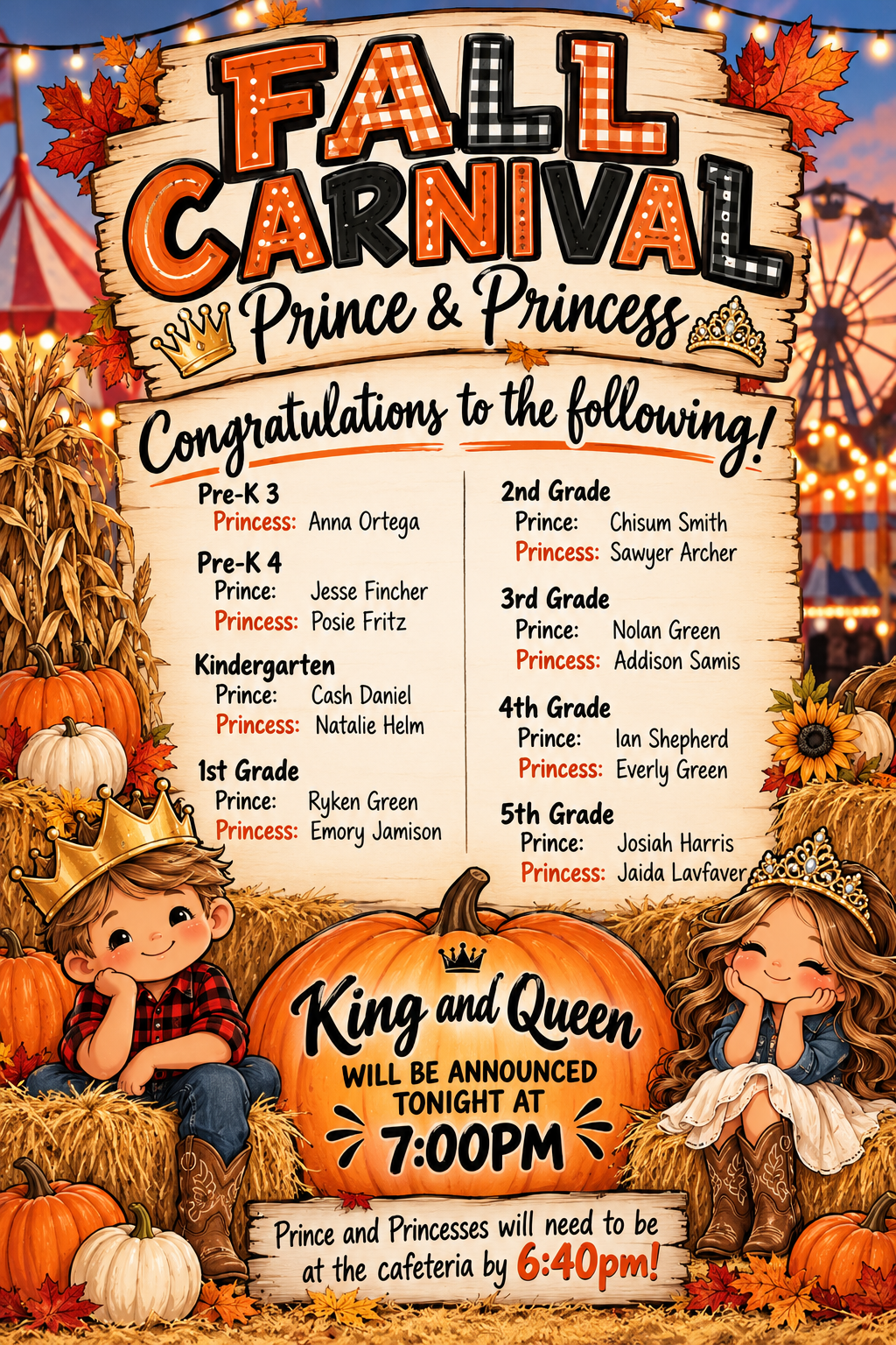 Fall Carnival King and Queen 