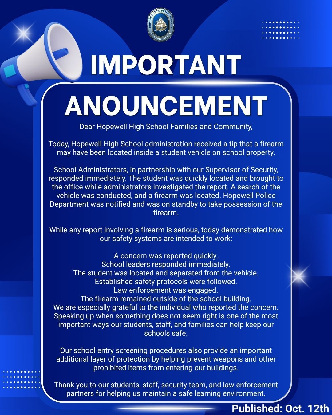 Hopewell High School Update 