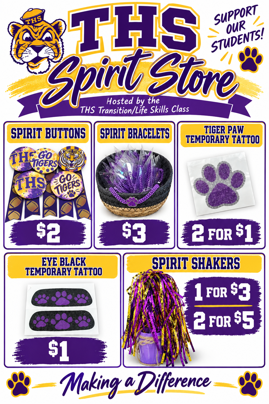 Get your Spirit Supplies Tomorrow for Homecoming!!