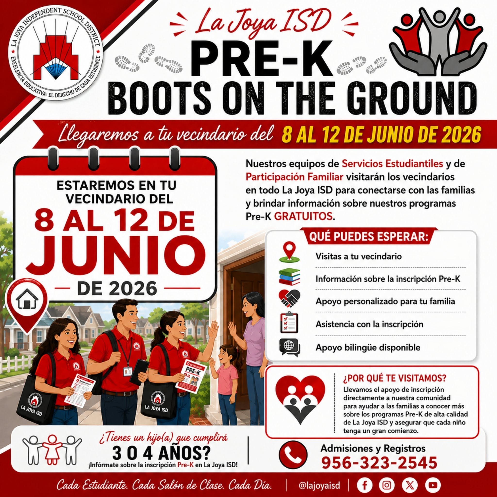 La Joya ISD Pre-K Boots on the Ground event flyer, featuring dates June 8-12, 2026.