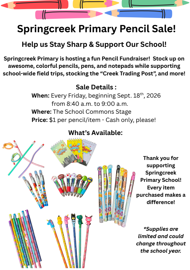 Springcreek Primary Pencil Sale