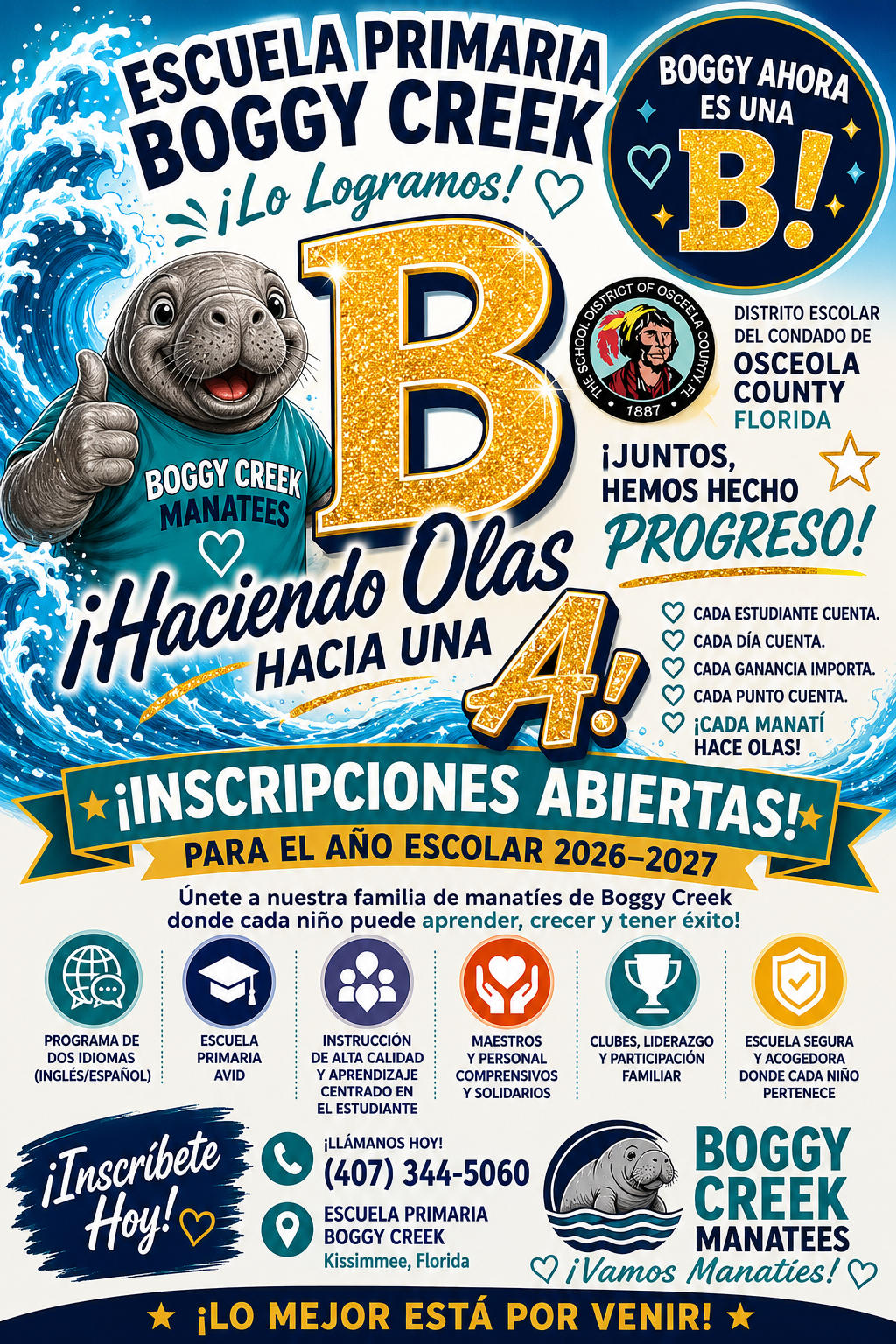 🎉 ¡INSCRIPCIONES ABIERTAS EN BOGGY CREEK PARA EL AÑO ESCOLAR 2026–2027!