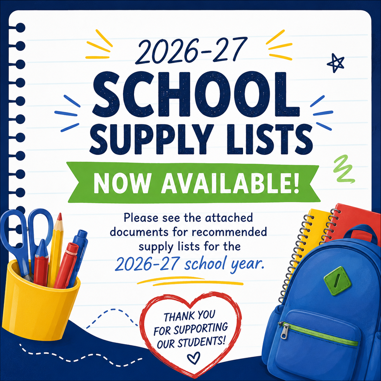 2026-27 School Supply Lists