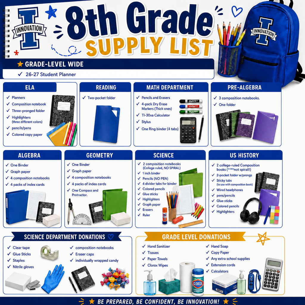 8th Grade Supply List