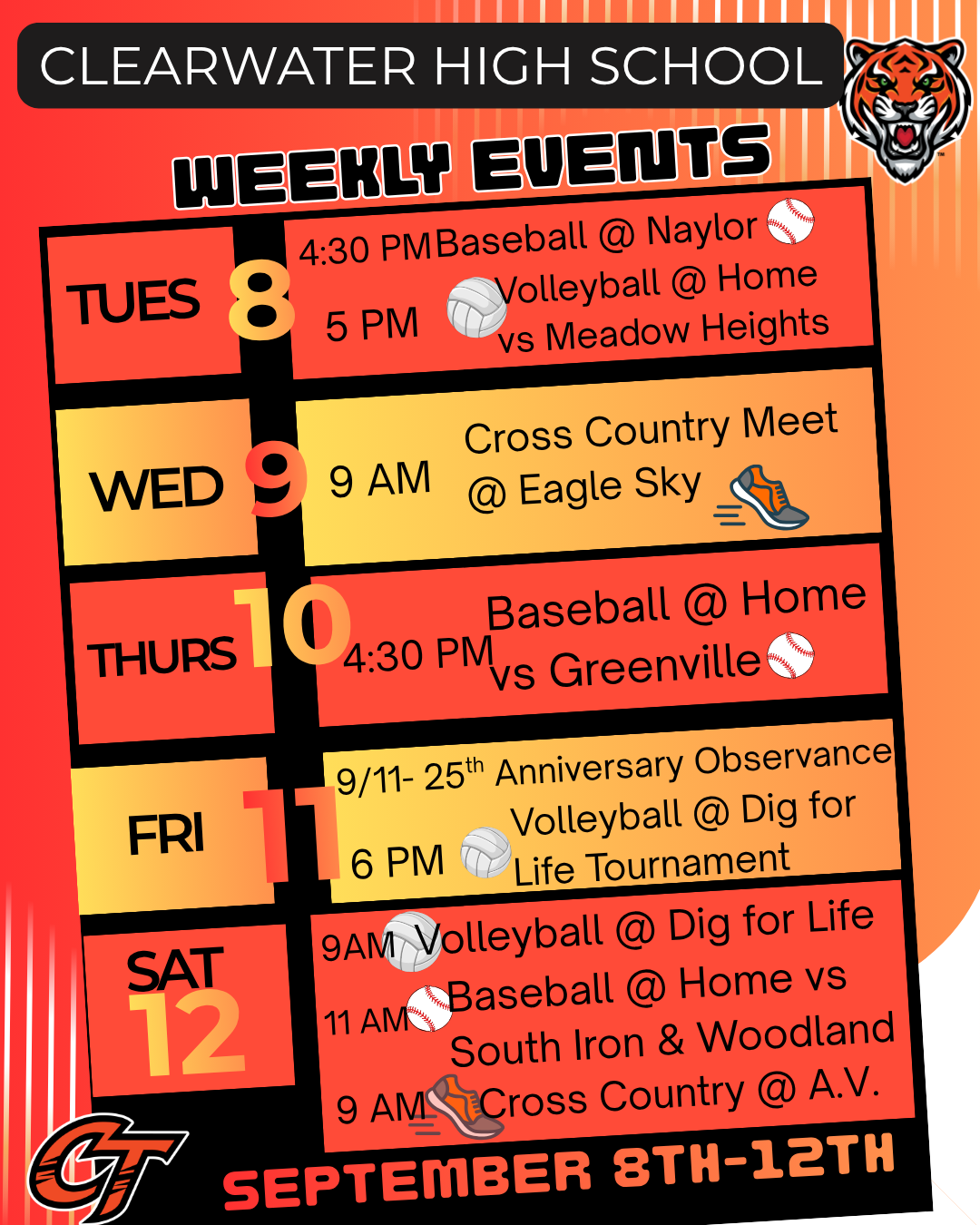 CHS Weekly Events (Sept. 8th-12th)