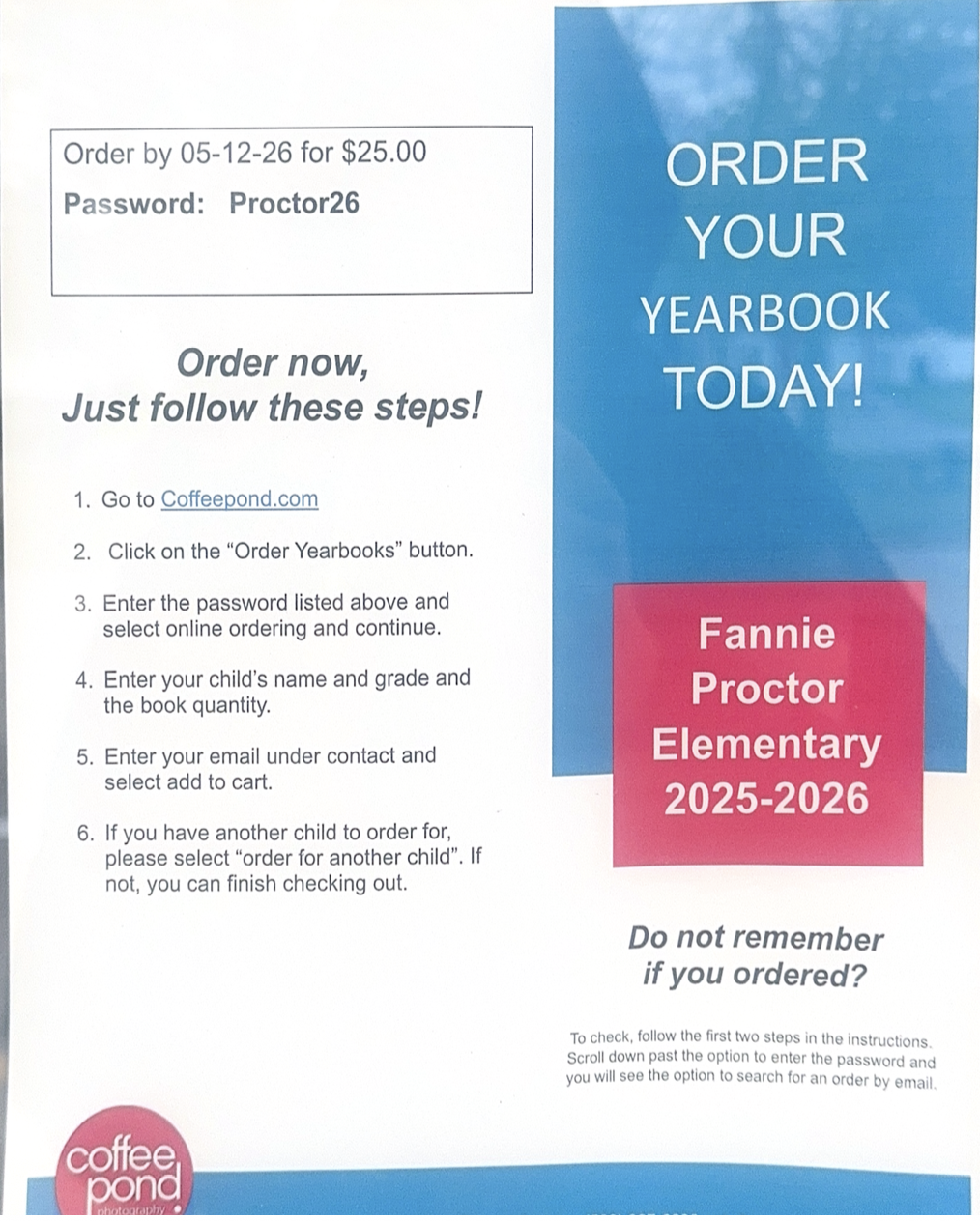 Proctor Informational Update: Yearbook Orders 