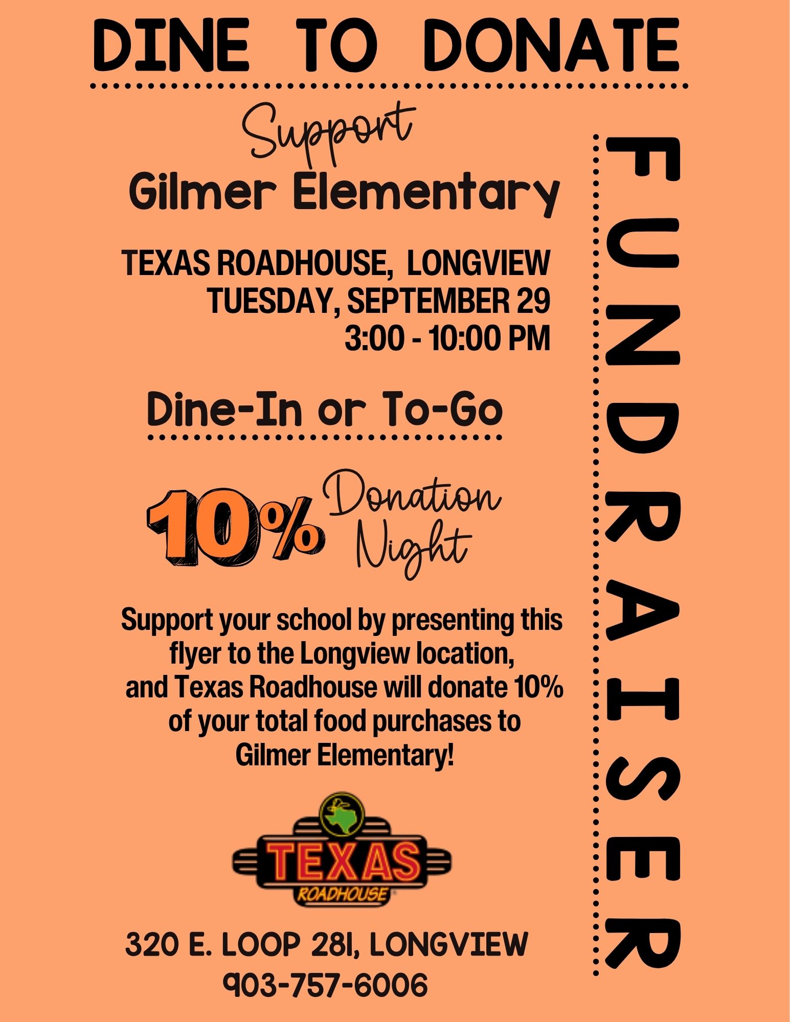 Dine to Donate -- Texas Roadhouse Fundraiser