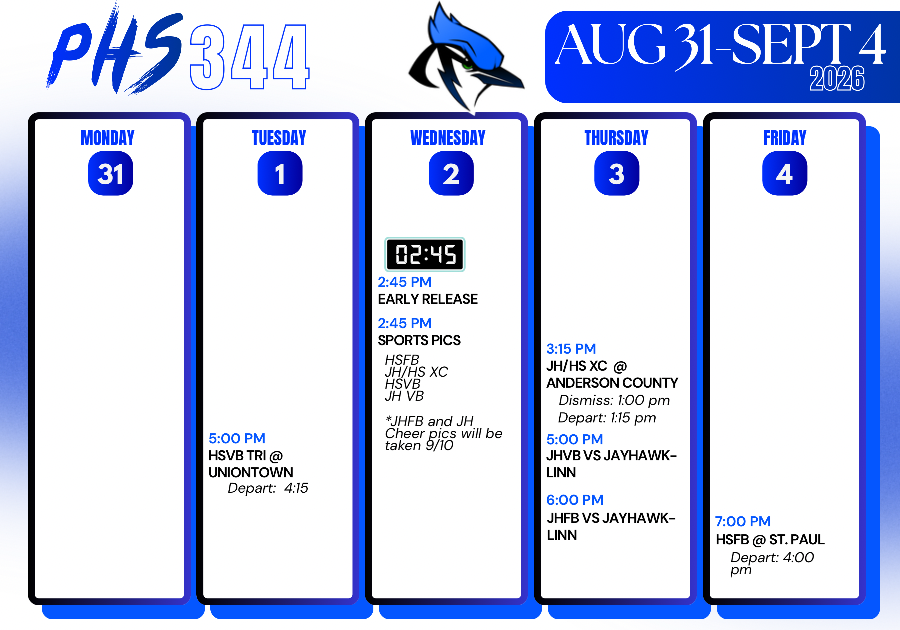 Week at a Glance August 31st - September 4, 2026