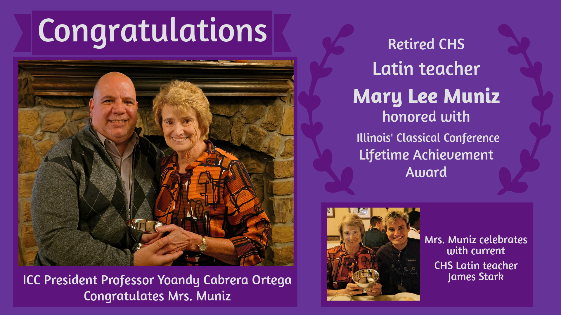 Honoring a Legacy: Retired CHS Latin Teacher Mary Lee Muniz Earns Lifetime Achievement Award