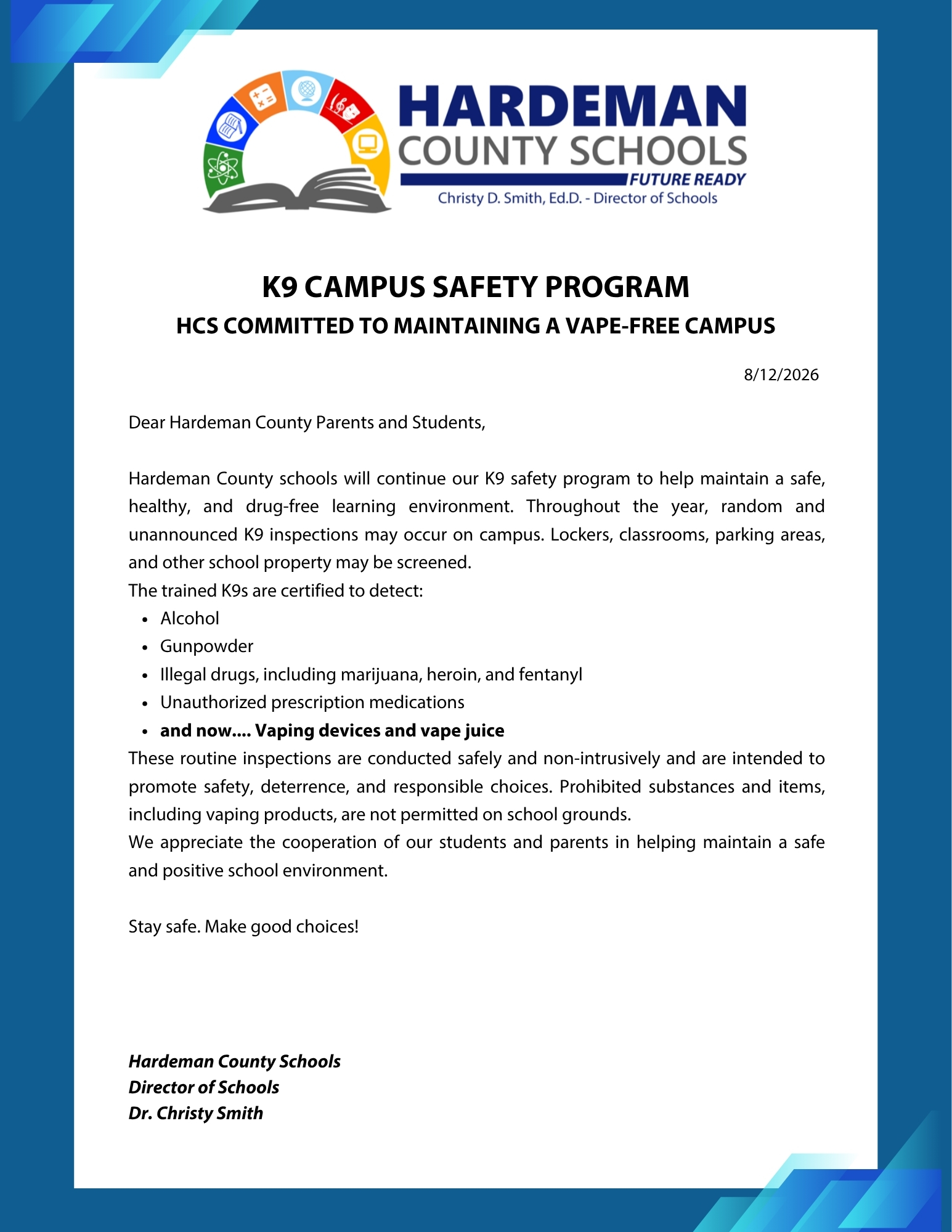 Hardeman County Schools committed to maintaining a vape-free campus
