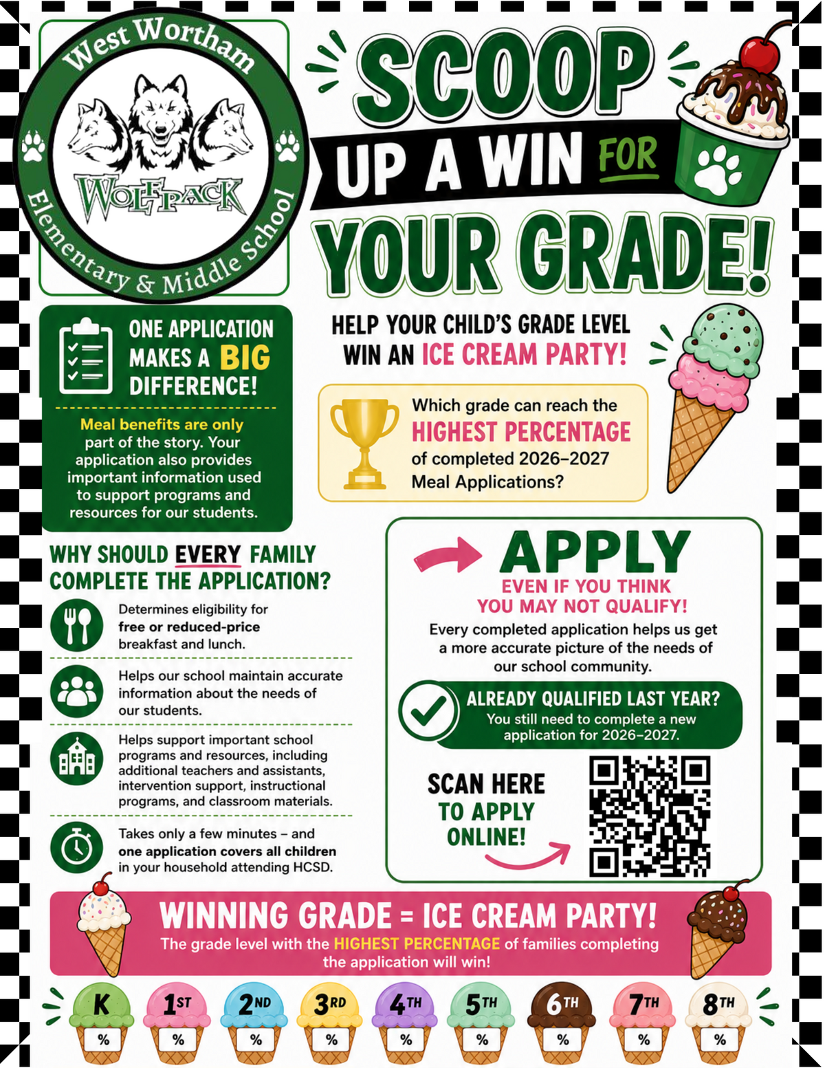 🍦 SCOOP UP A WIN FOR YOUR GRADE! Fill out your Meal Applications🍦