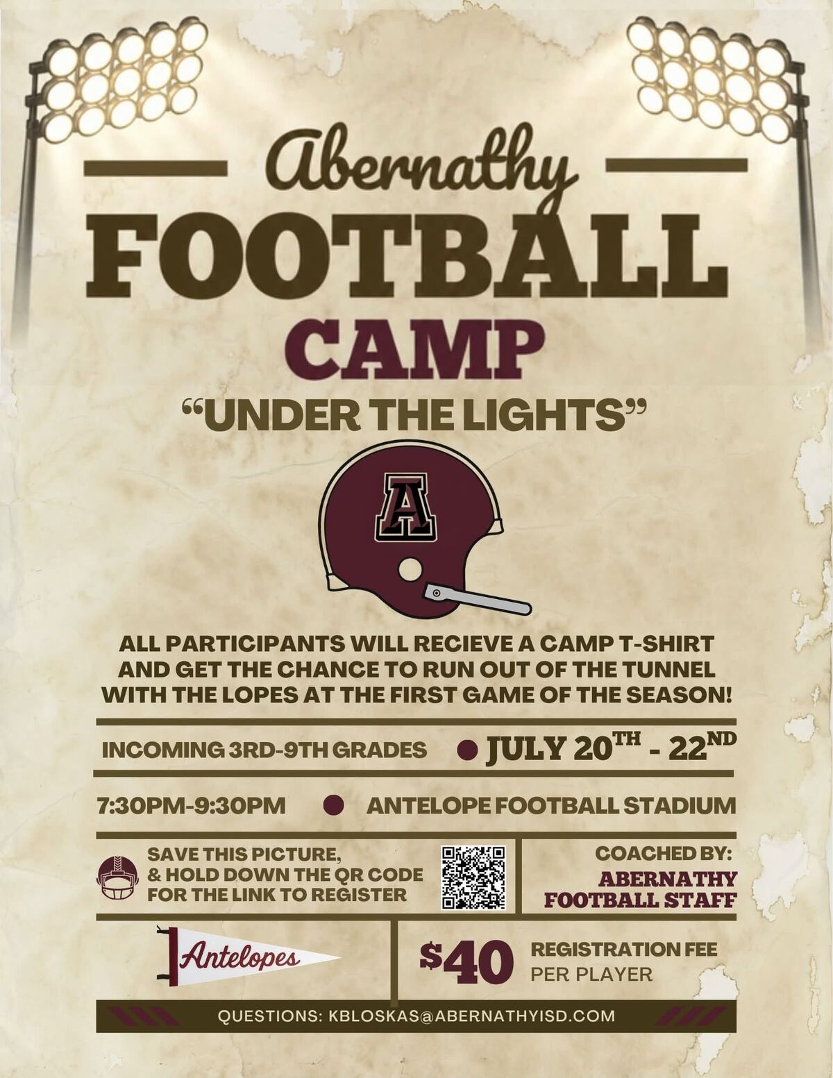 Football Camp Starts July 20th!