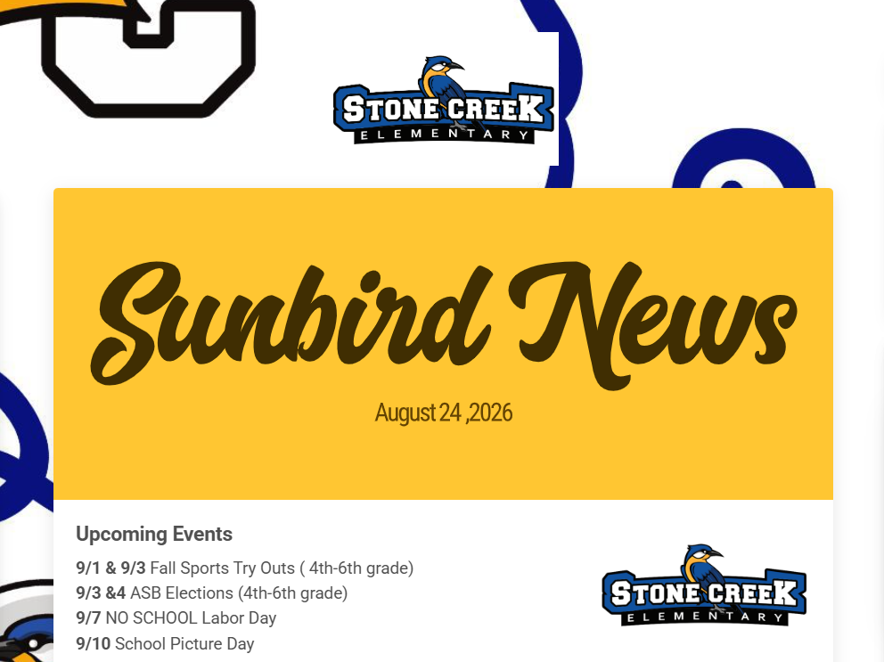 Sunbird News- week of 8/24/26