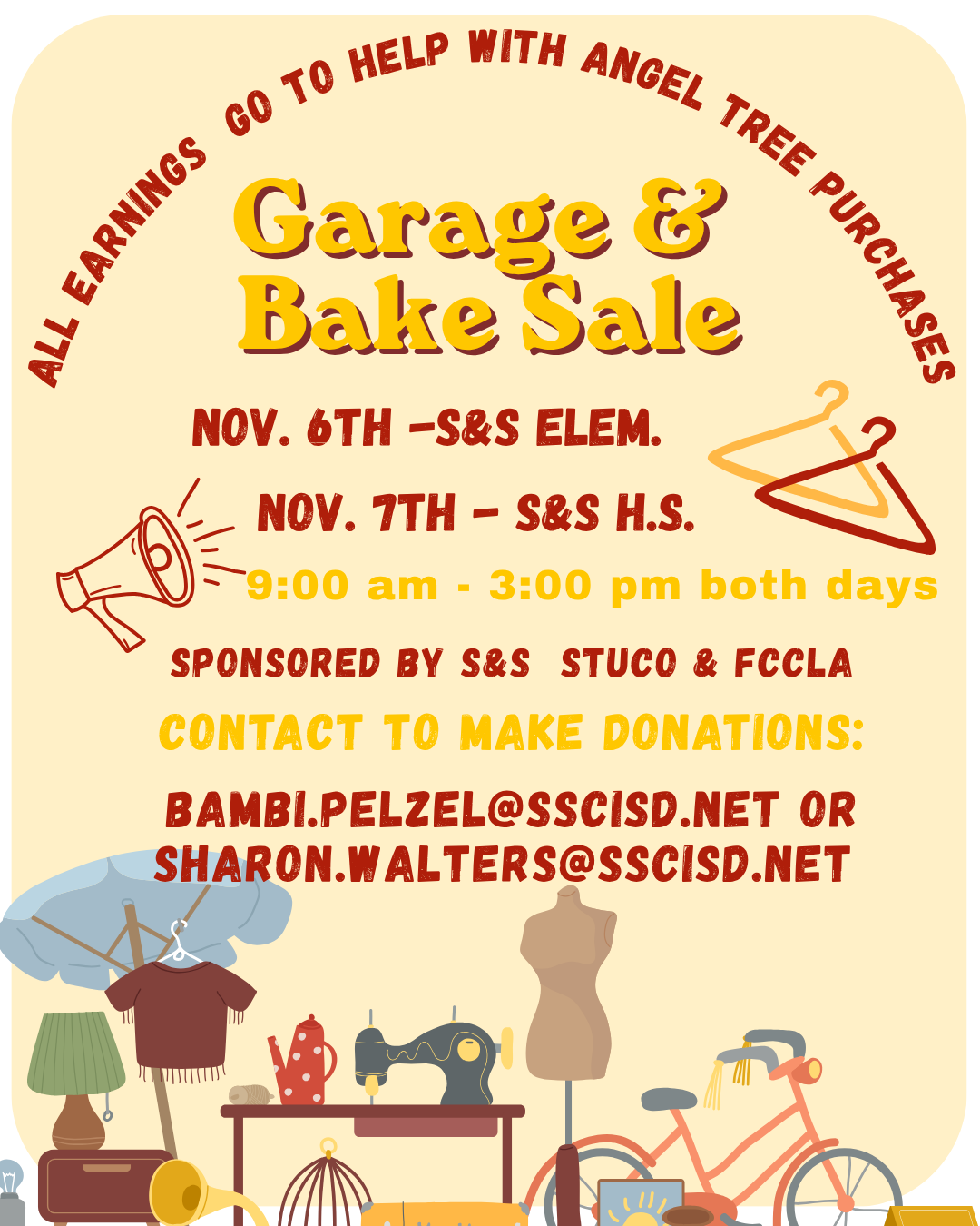 S&S Garage & Bake Sale (Nov 6 & 7)