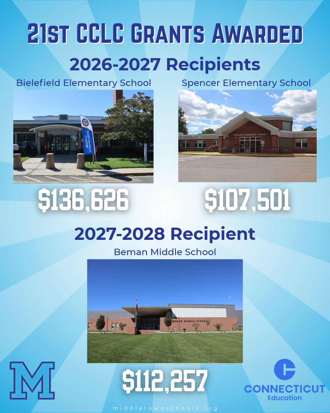 Connecticut State Department of Education Awards 21st CCLC Grants to Middletown Public Schools