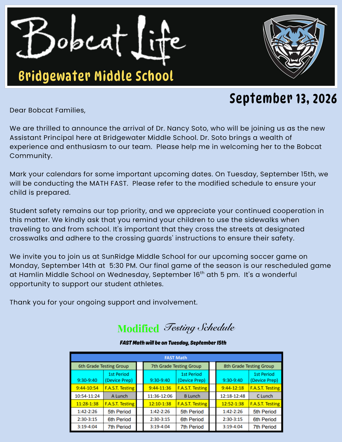 BMS Sunday Message 9/13/26