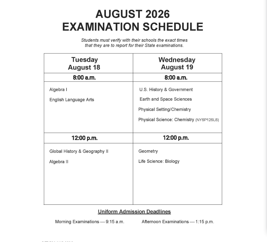 August 2026 Regents Schedule