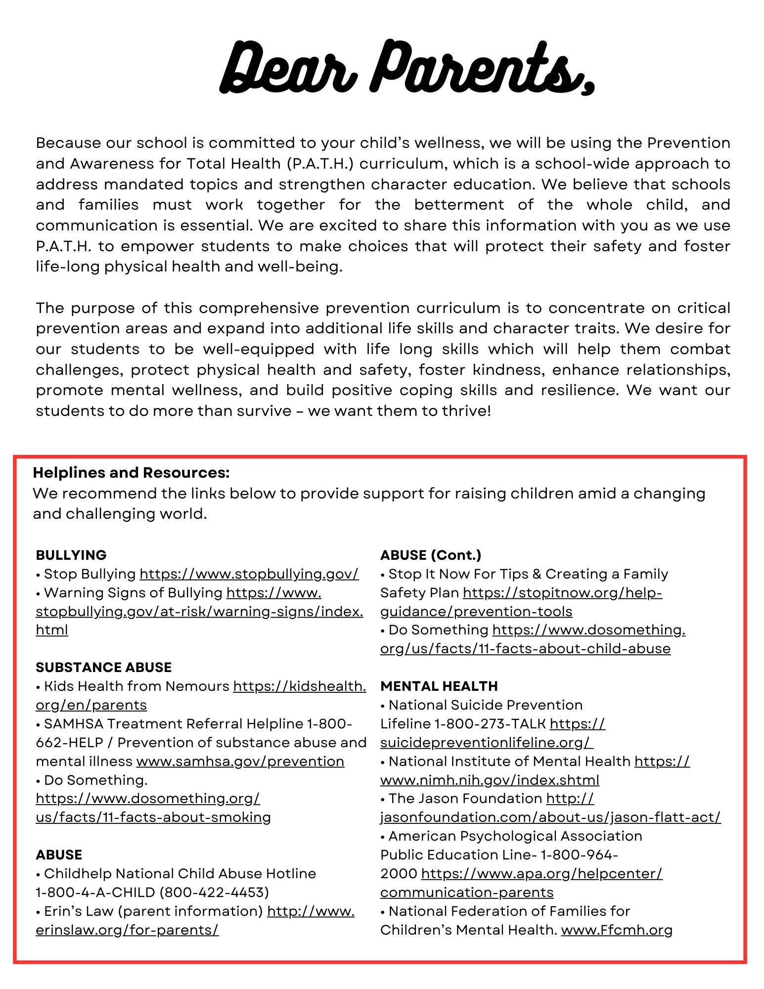 PATH Curriculum