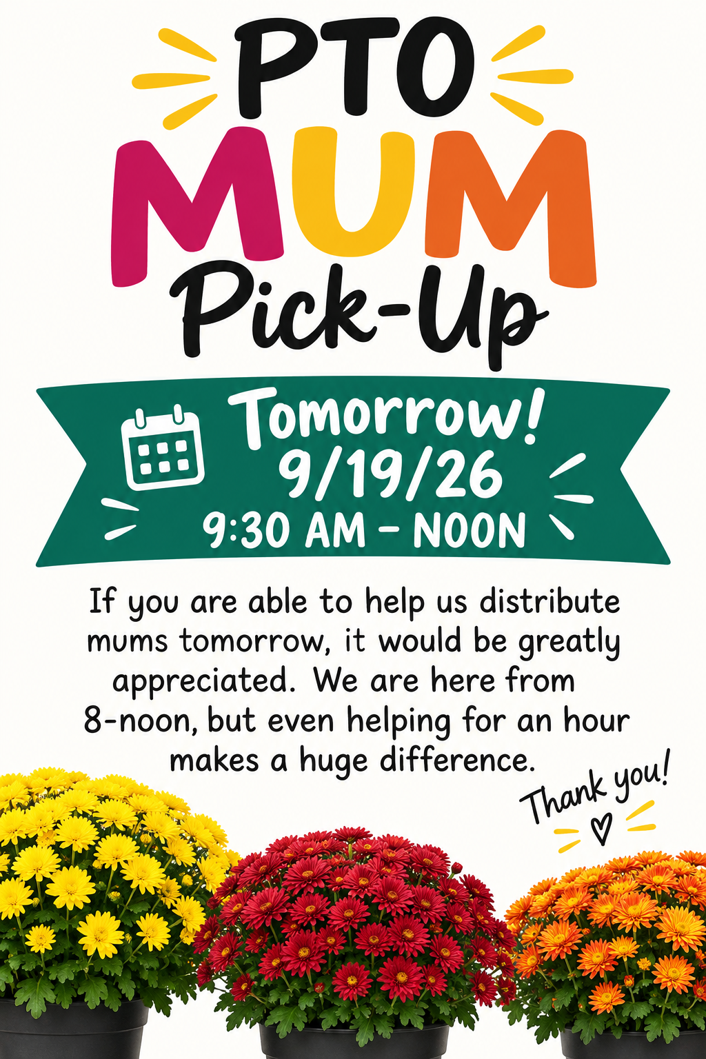 Mum Pick-Up Tomorrow