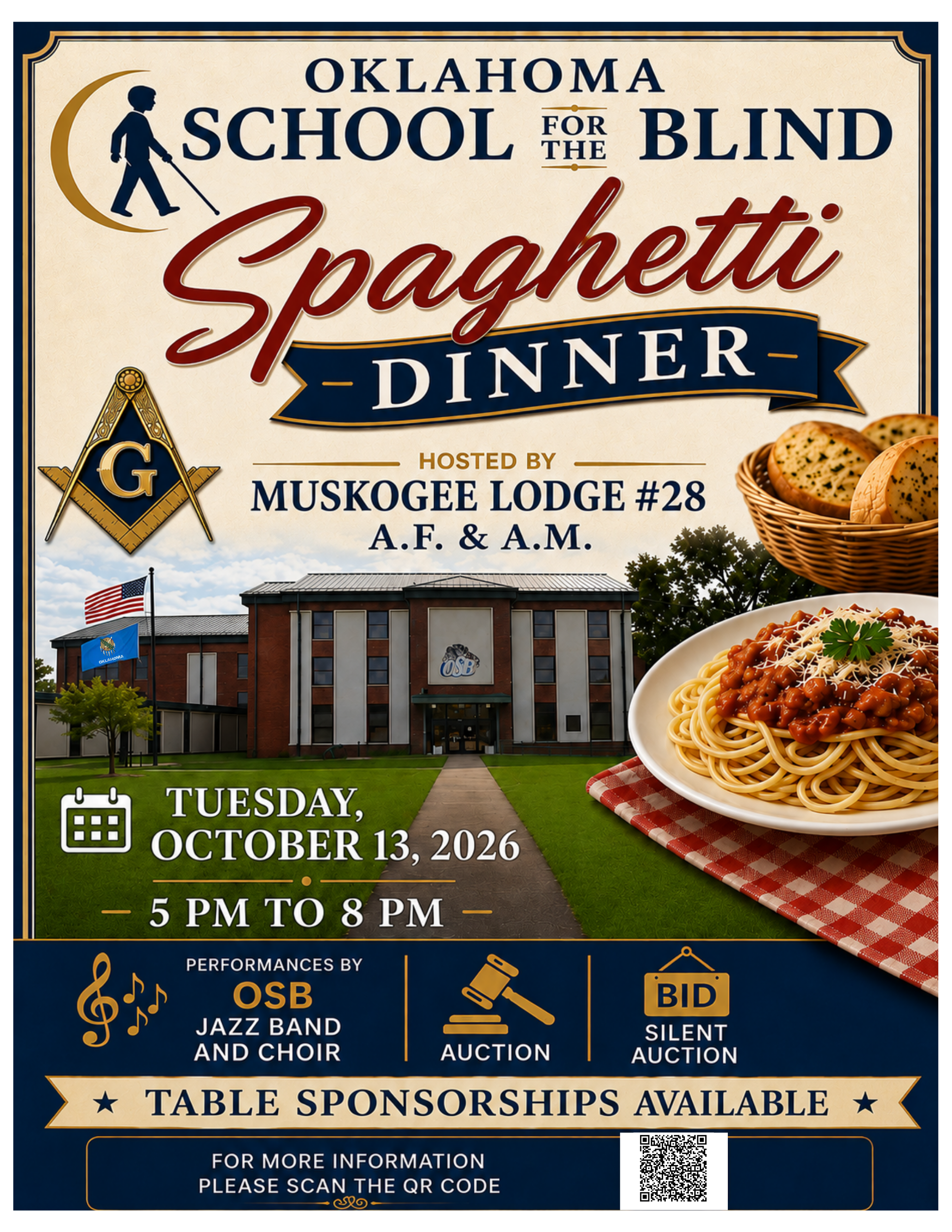 Tuesday, October 13, 2026 OSB Spaghetti Dinner Fundraiser