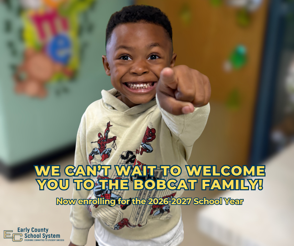 A young boy in a Spiderman hoodie points excitedly at the camera, inviting viewers to join the "Bobcat Family."