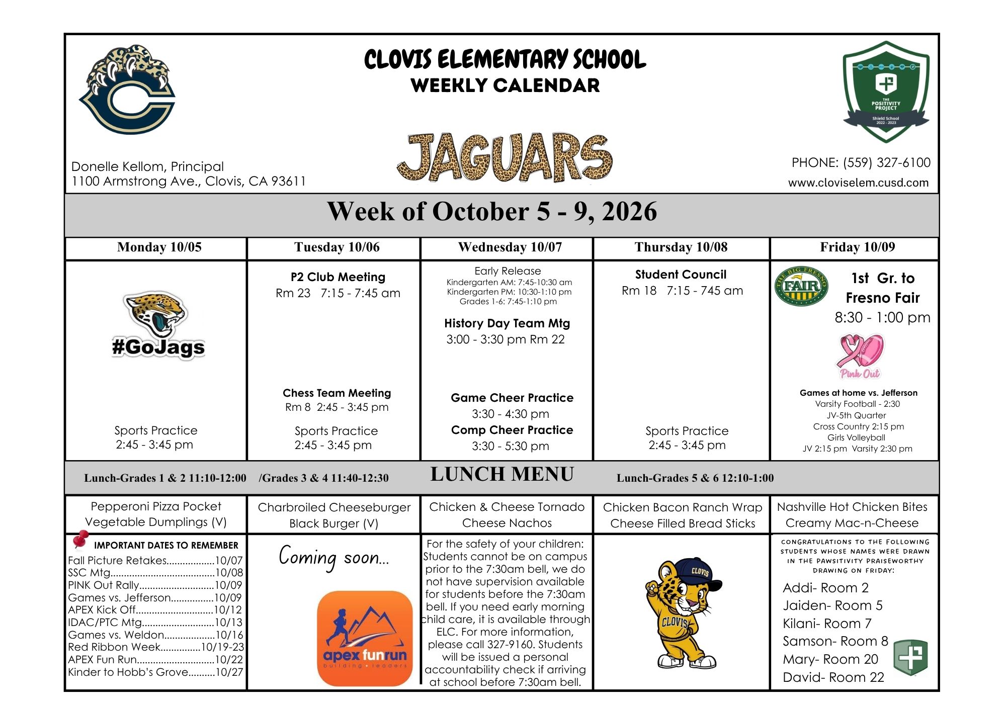 Weekly Calendar Oct 5-9
