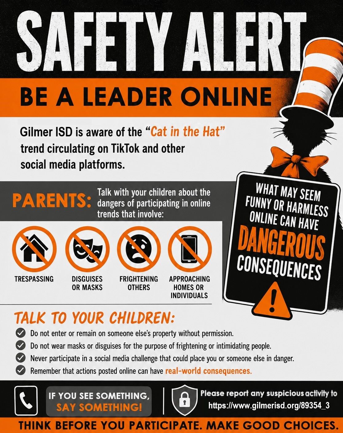 Safety Alert: Please Talk with Your Student About the “Cat in the Hat” Social Media Trend 
