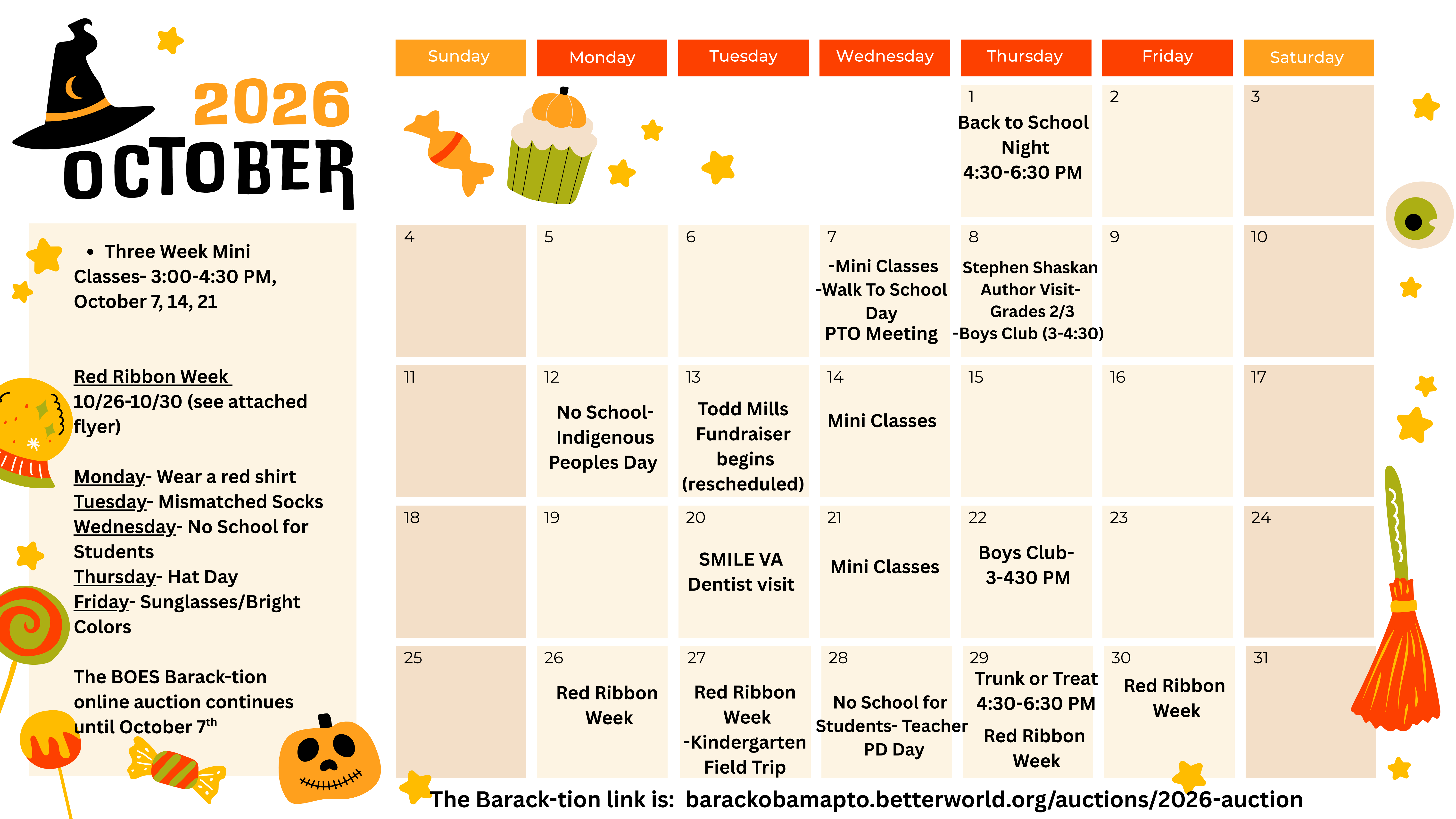 October BOES Calendar of Events