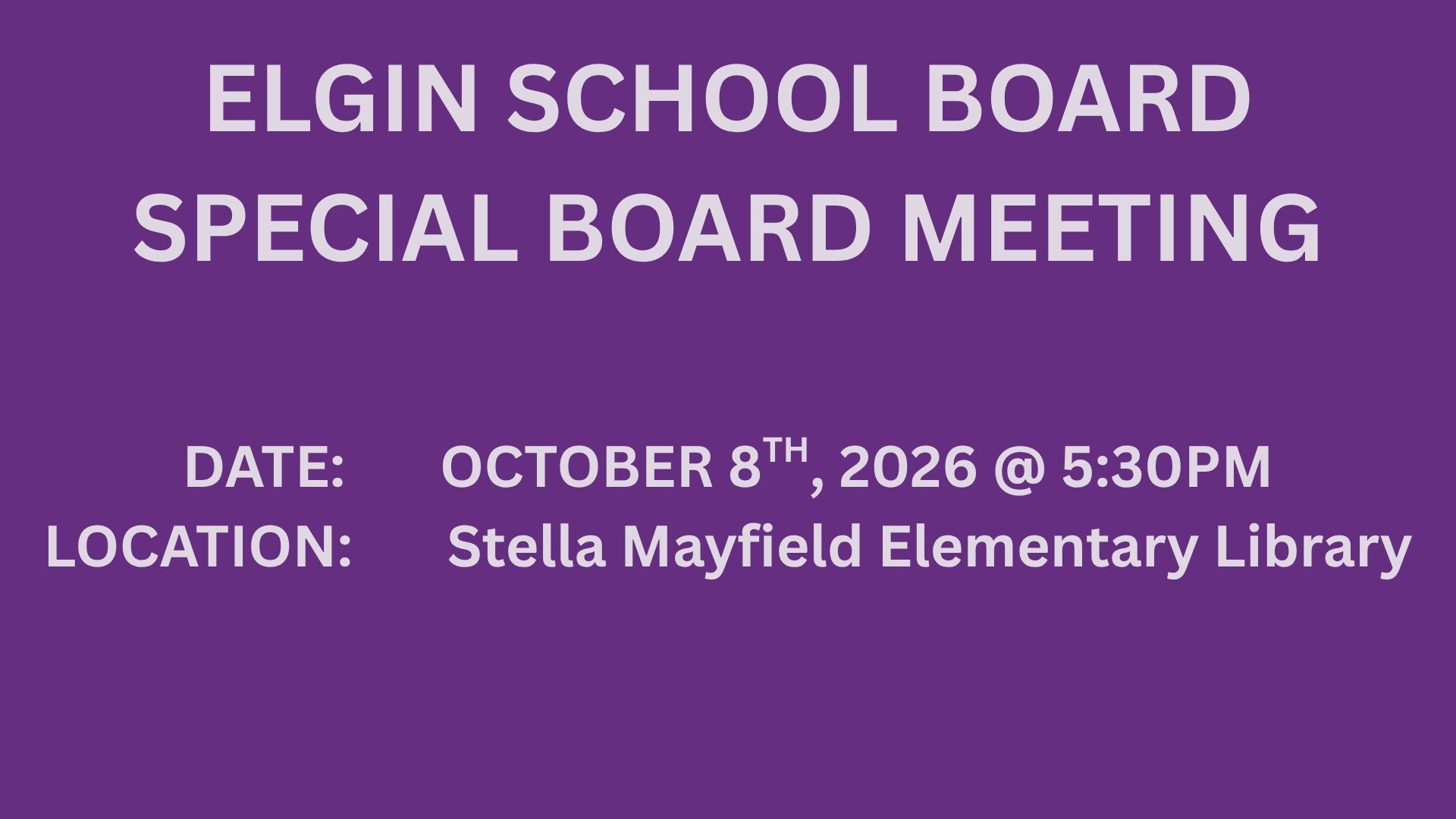 Special Board Meeting Notice & Agenda