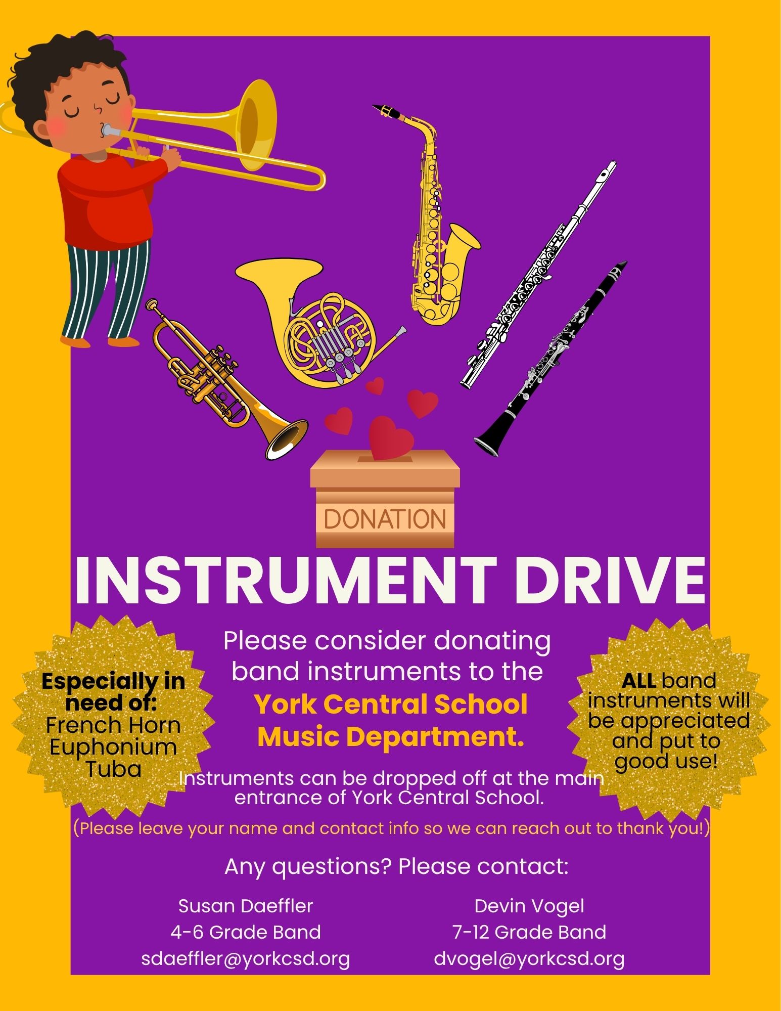 Donate your musical instrument to York School