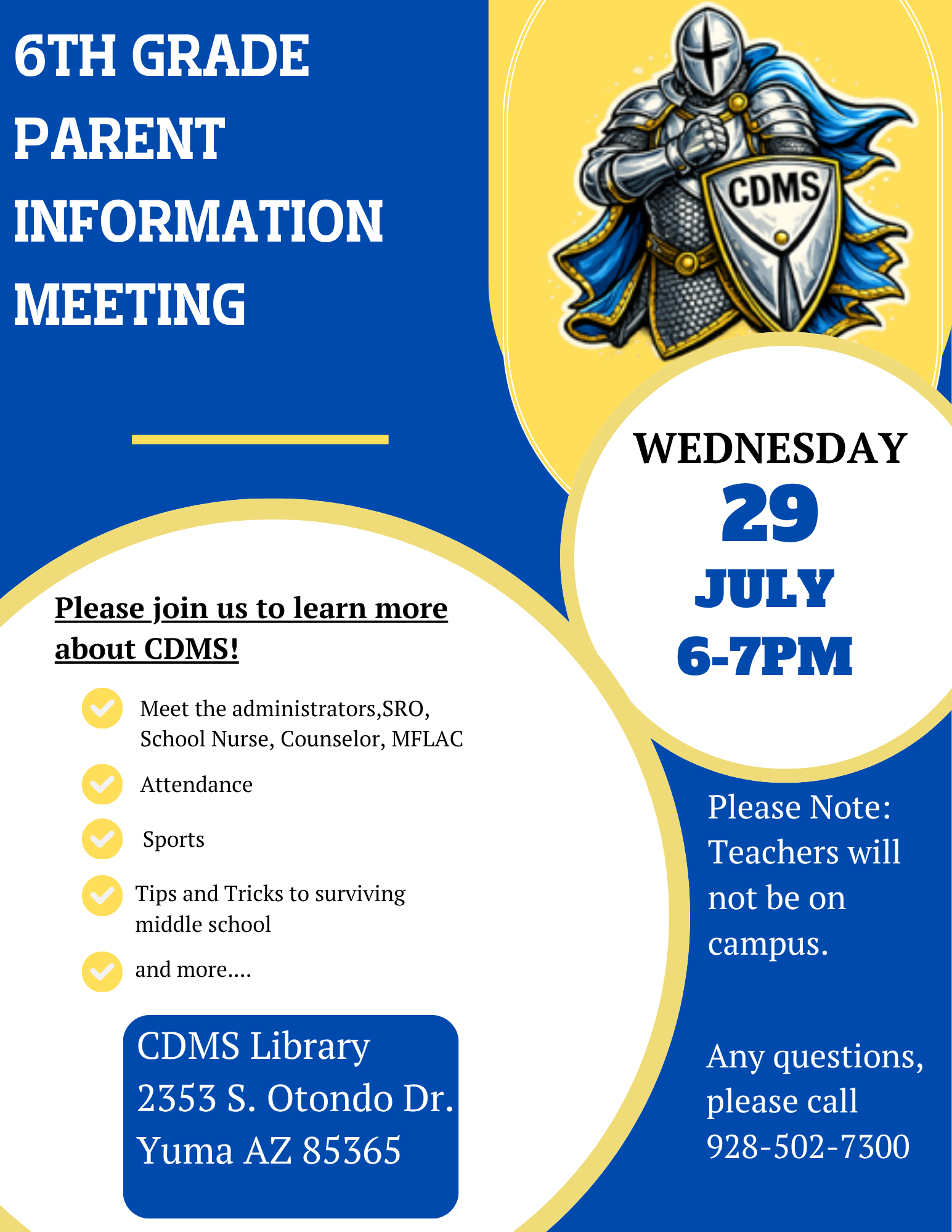 CDMS Incoming 6th Grade Parent Information Night