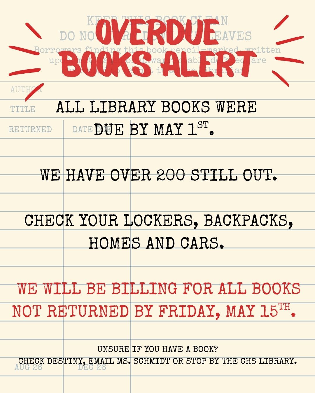 CHS - Turn in your books!!!!