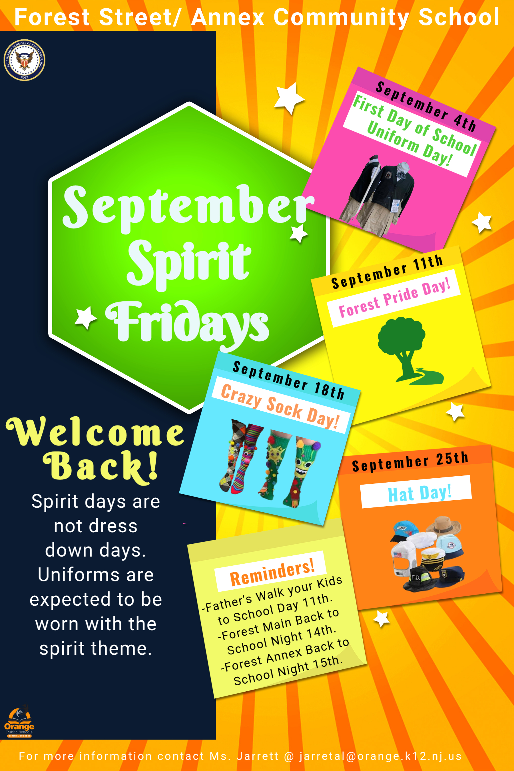 Welcome Back! September Spirit Days!!!