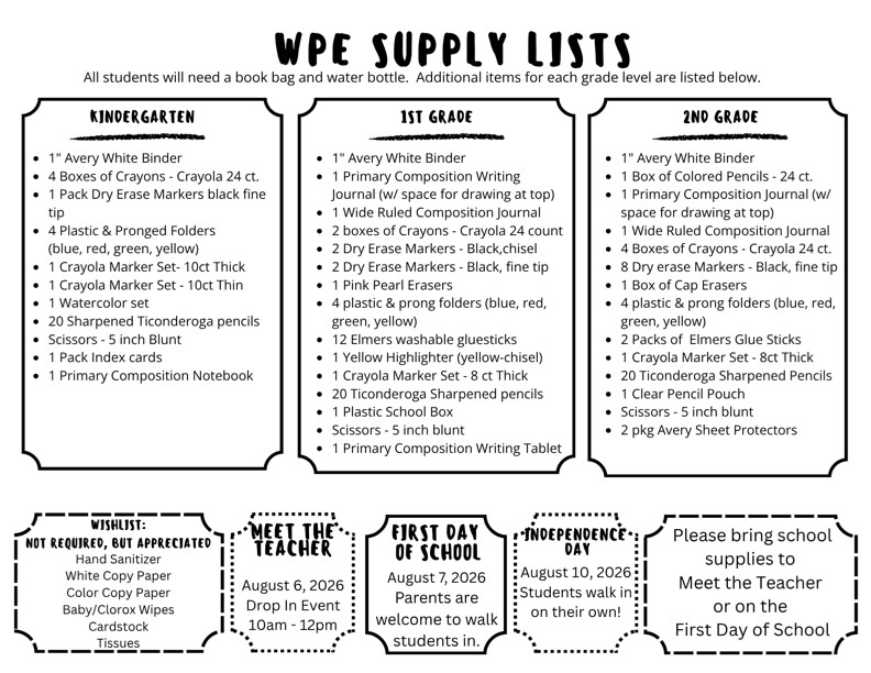 🎒 School Supply Lists 2026-2027! 📚