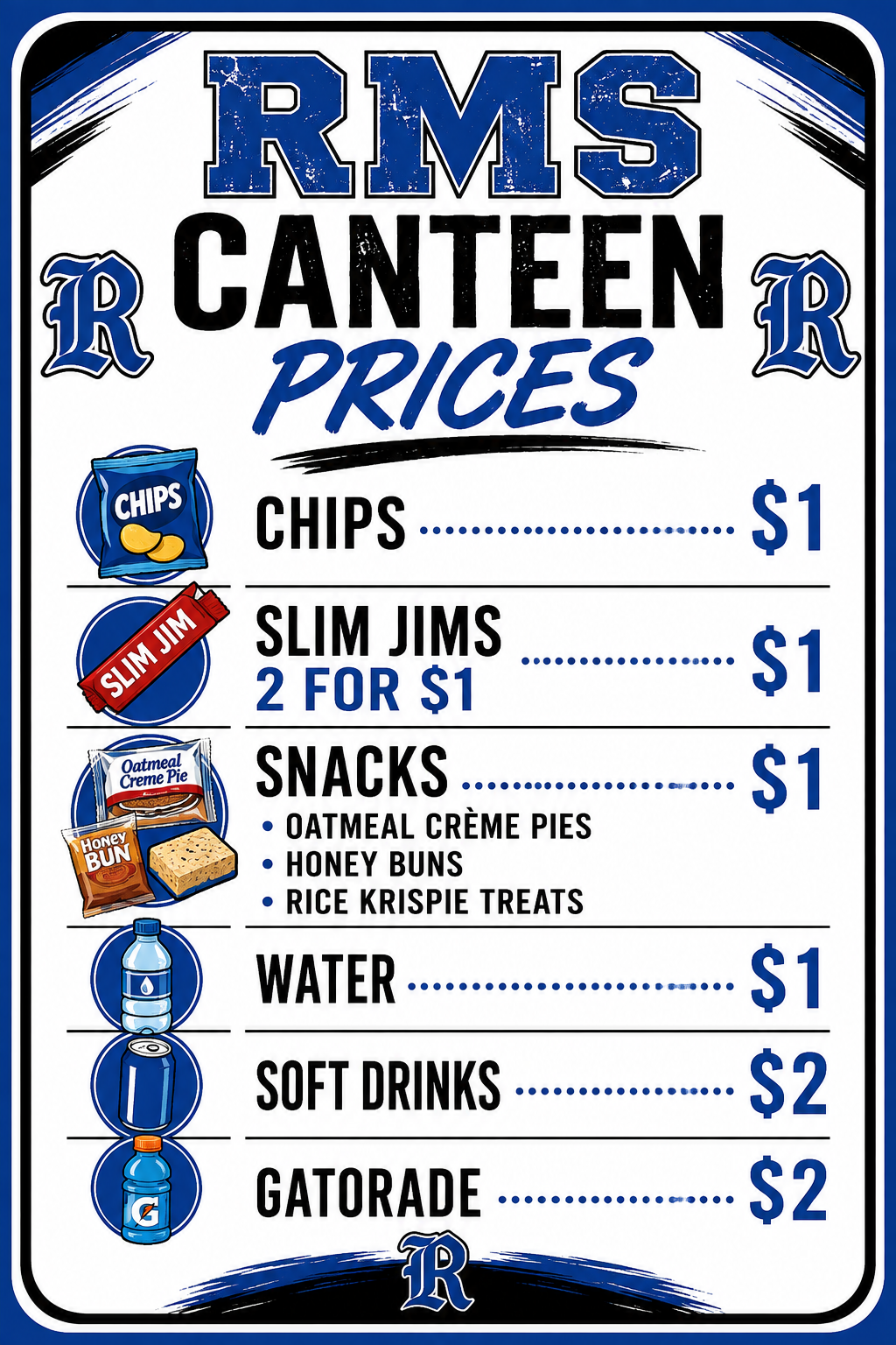 RMS Canteen Prices