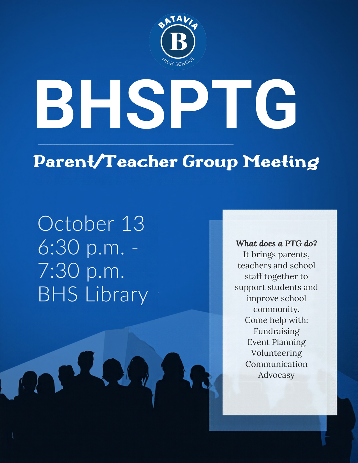 Upcoming BHSPTG Meeting