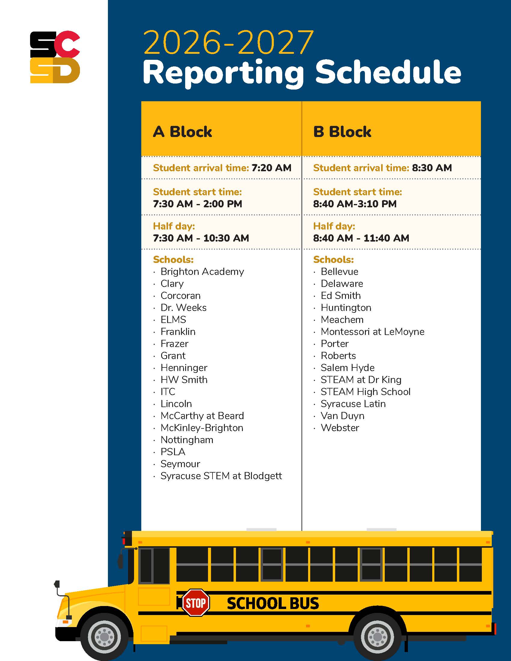 Important Update: New Transportation and Start Time Schedule