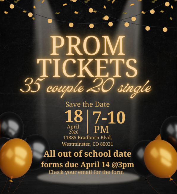 Prom save the date, $20 for single, $35 for couple. Prom is April 18th @7pm.