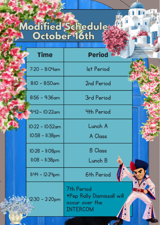Pep Rally Modified Schedule and Info