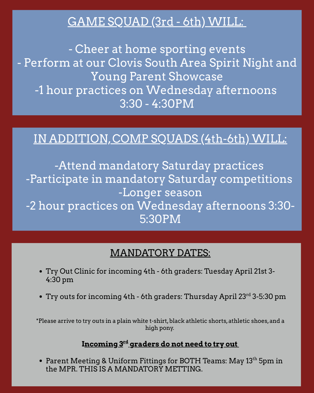 Pep & Cheer tryout clinic