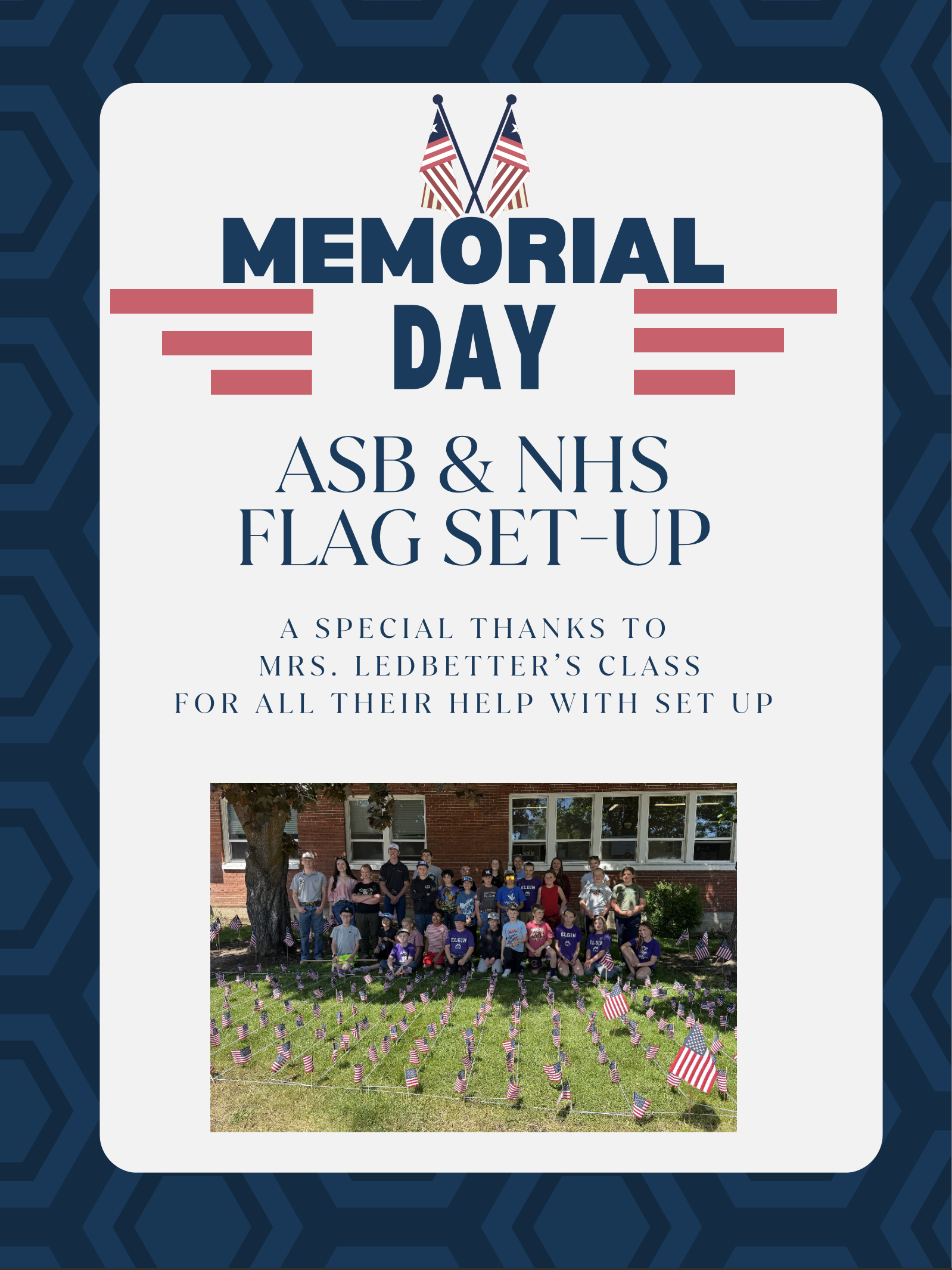 Memorial Day Flag Setup Honoring our Veteran's and Service Members!